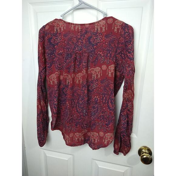Hollister Woman XS Blouse Wrap Tasseled Front Close Long Paisley Red Elephant... - Picture 9 of 9